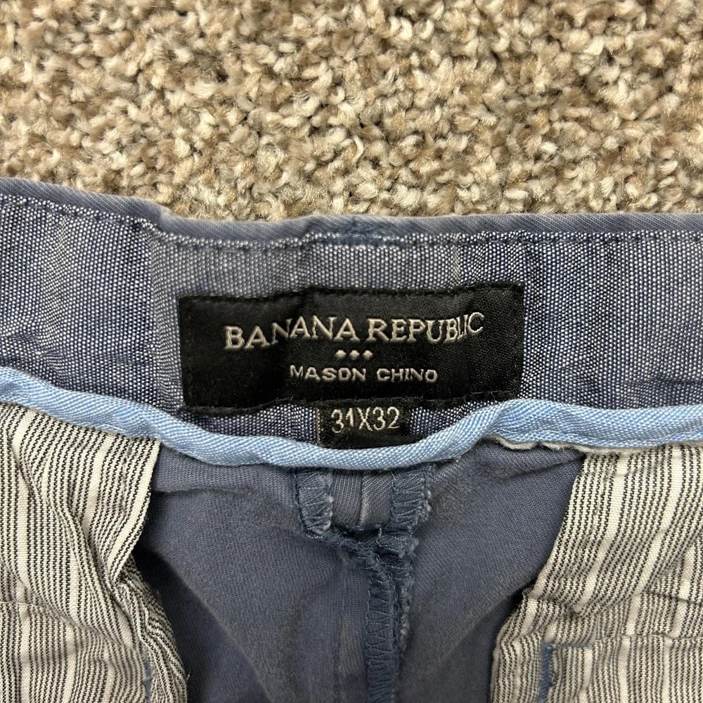 Banana Republic Pants Mens 31x32 Blue Chino Flat Front Straight Leg Stretch
